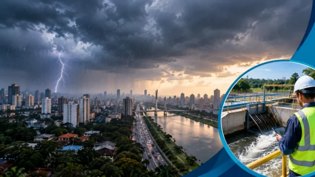 Tempestade sobre a cidade e infraestrutura hídrica copy